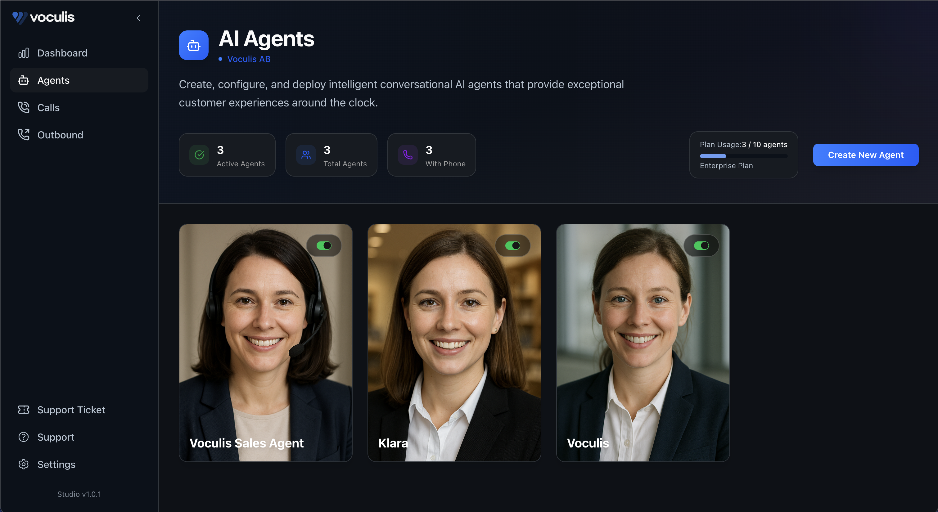 Voculis Studio Dashboard